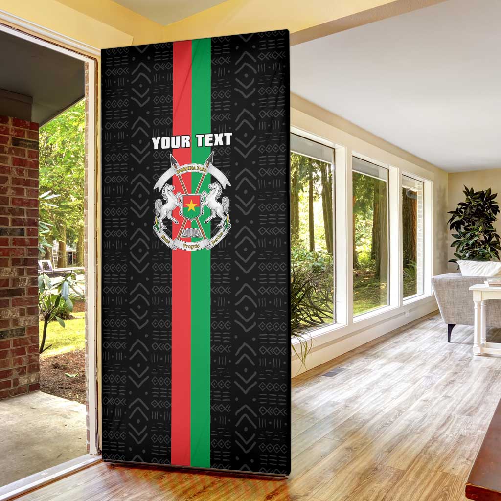 Personalized Burkina Faso Striped Door Cover African Mud Cloth Pattern - Black