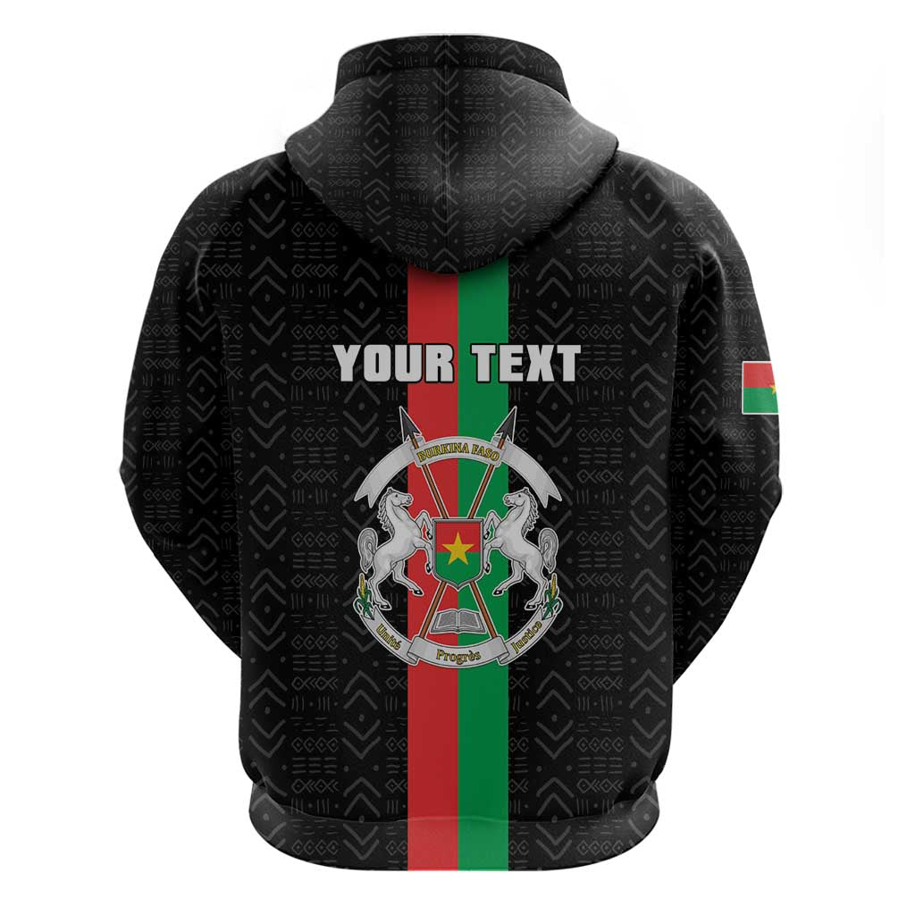 Personalized Burkina Faso Hoodie Striped Black - Bogolan Pattern - African Pride