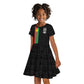 Personalized Burkina Faso Kid Short Sleeve Dress Striped Black - Bogolan Pattern - African Pride