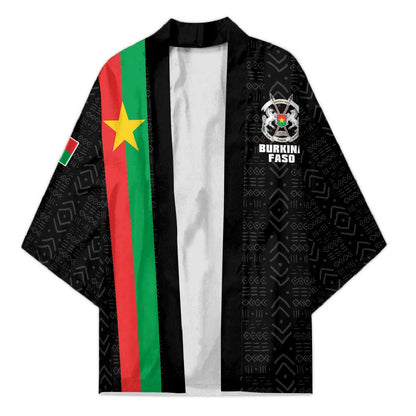 Personalized Burkina Faso Striped Kimono African Mud Cloth Pattern - Black