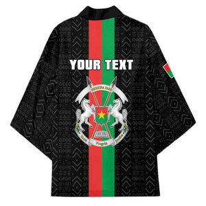 Personalized Burkina Faso Striped Kimono African Mud Cloth Pattern - Black