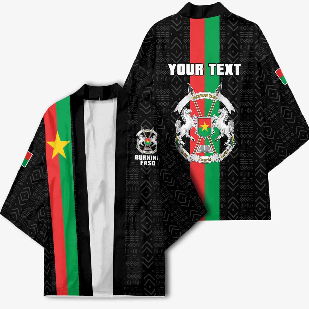 Personalized Burkina Faso Striped Kimono African Mud Cloth Pattern - Black