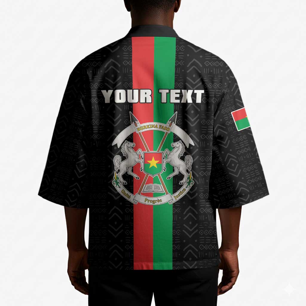 Personalized Burkina Faso Striped Kimono African Mud Cloth Pattern - Black