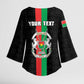 Personalized Burkina Faso Striped Kimono Sleeve Blouse African Mud Cloth Pattern - Black