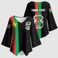 Personalized Burkina Faso Striped Kimono Sleeve Blouse African Mud Cloth Pattern - Black