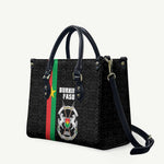 Burkina Faso Striped Leather Bag African Mud Cloth Pattern - Black