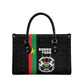 Burkina Faso Striped Leather Bag African Mud Cloth Pattern - Black