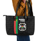 Burkina Faso Leather Tote Bag Striped Black - Bogolan Pattern - African Pride