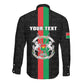 Personalized Burkina Faso Long Sleeve Button Shirt Striped Black - Bogolan Pattern - African Pride