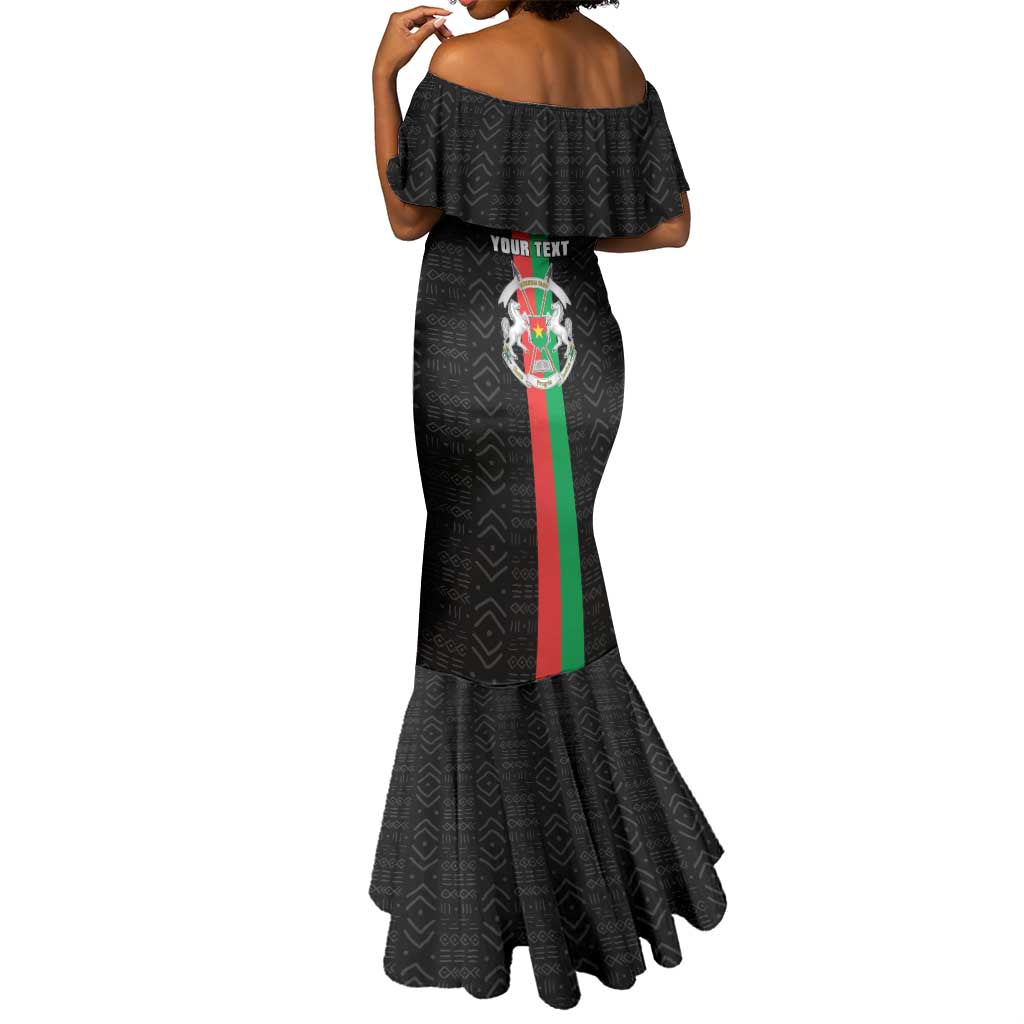 Personalized Burkina Faso Mermaid Dress Striped Black - Bogolan Pattern - African Pride