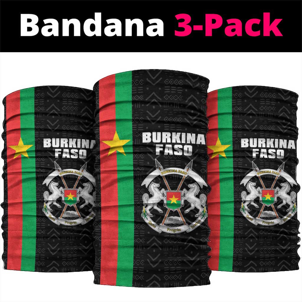 Burkina Faso Neck Gaiter Striped Black - Bogolan Pattern LT15