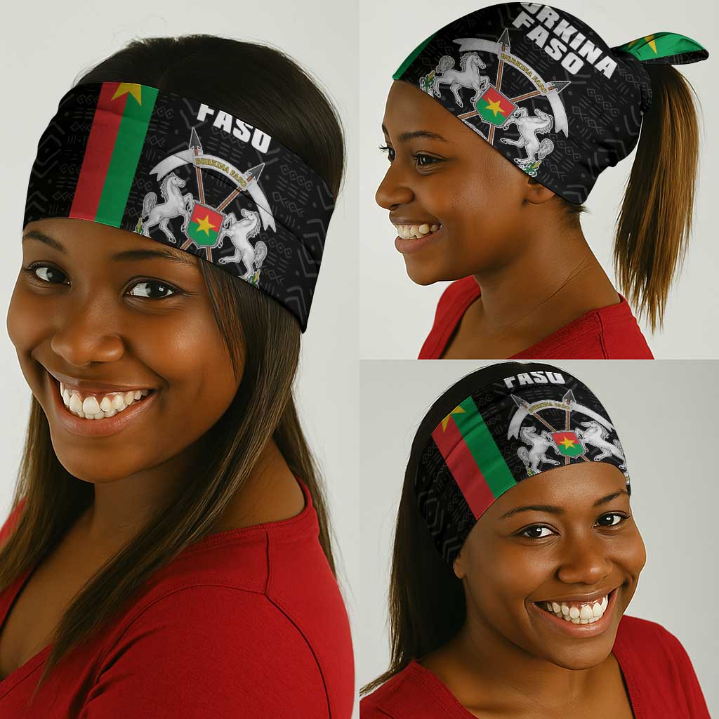 Burkina Faso Neck Gaiter Striped Black - Bogolan Pattern LT15