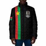 Personalized Burkina Faso Striped Padded Jacket African Mud Cloth Pattern - Black