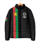 Personalized Burkina Faso Striped Padded Jacket African Mud Cloth Pattern - Black