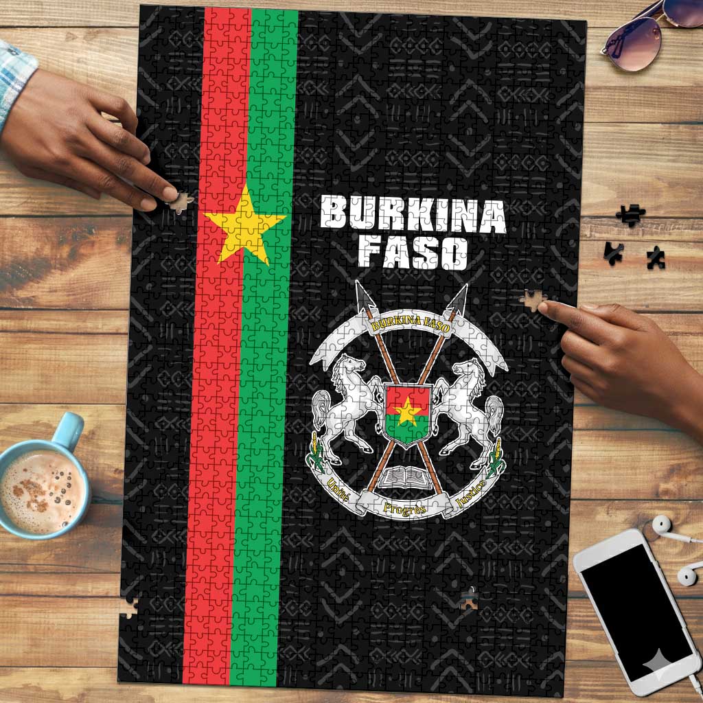 Burkina Faso Striped Puzzle African Mud Cloth Pattern - Black