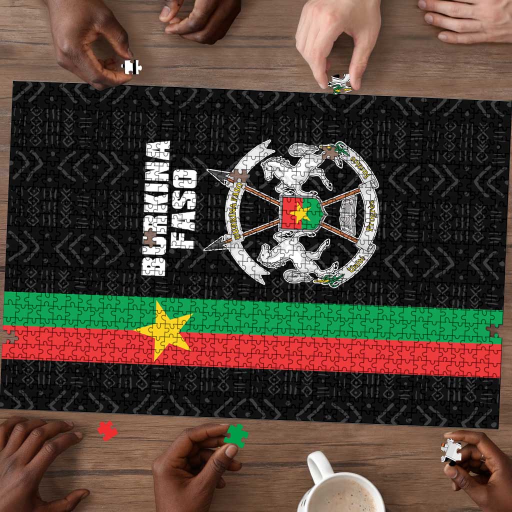 Burkina Faso Striped Puzzle African Mud Cloth Pattern - Black