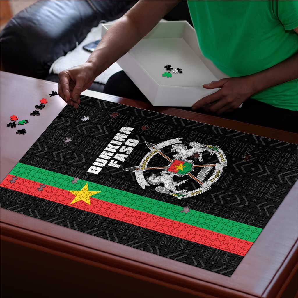 Burkina Faso Striped Puzzle African Mud Cloth Pattern - Black