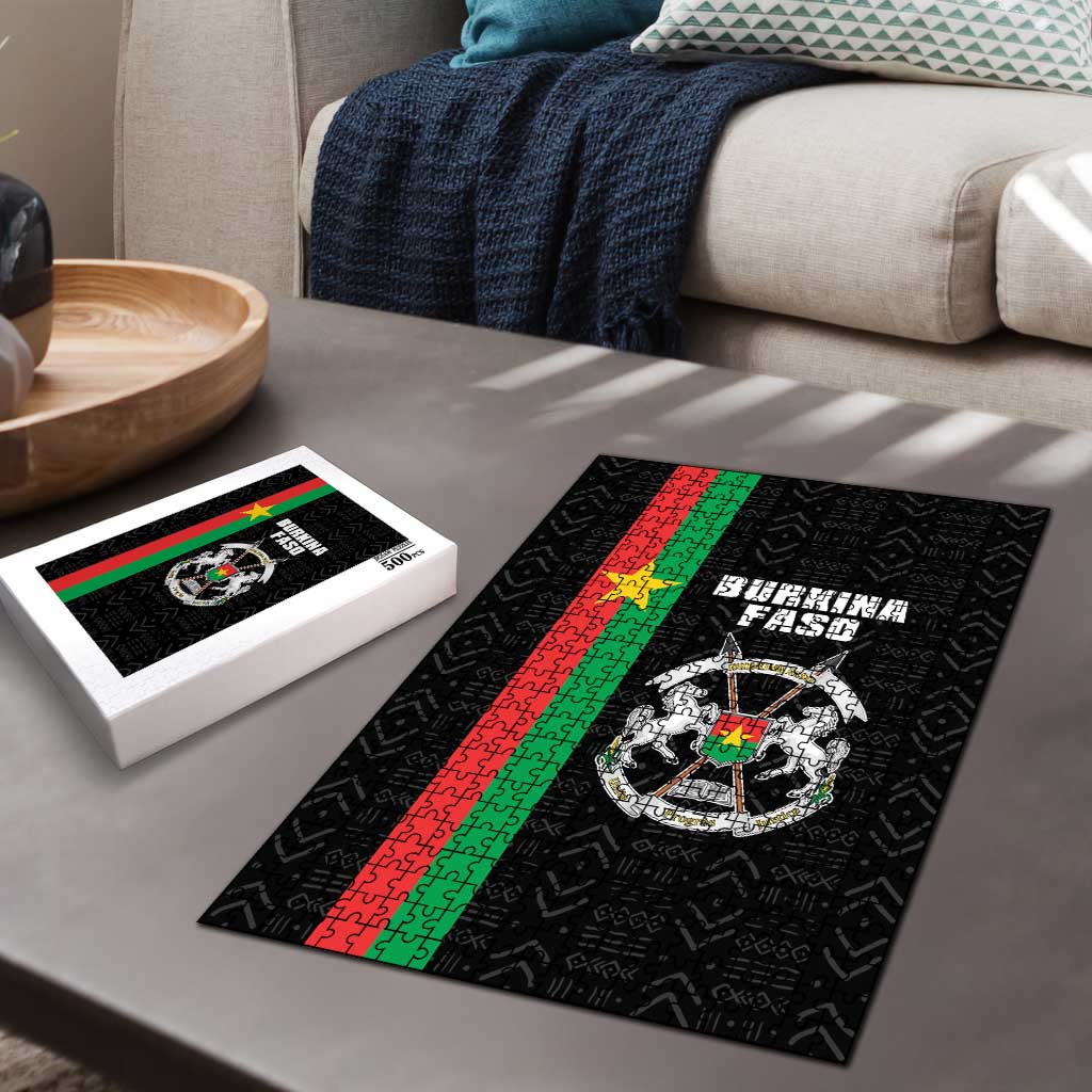 Burkina Faso Striped Puzzle African Mud Cloth Pattern - Black