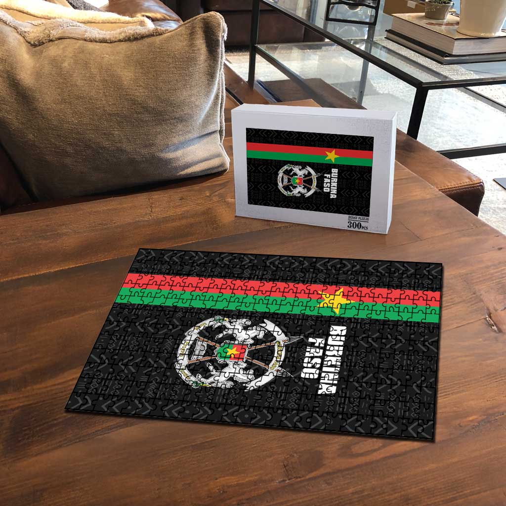 Burkina Faso Striped Puzzle African Mud Cloth Pattern - Black