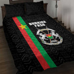 Burkina Faso Quilt Bed Set Striped Black - Bogolan Pattern - African Pride