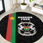 Burkina Faso Round Carpet Striped Black - Bogolan Pattern - African Pride