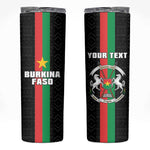 Personalized Burkina Faso Skinny Tumbler Striped Black - Bogolan Pattern - African Pride