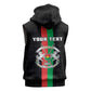 Personalized Burkina Faso Sleeveless Hoodie Striped Black - Bogolan Pattern - African Pride