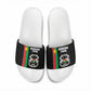 Burkina Faso Striped Slide Sandals African Mud Cloth Pattern - Black
