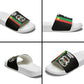 Burkina Faso Striped Slide Sandals African Mud Cloth Pattern - Black