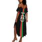Personalized Burkina Faso Summer Maxi Dress Striped Black - Bogolan Pattern - African Pride