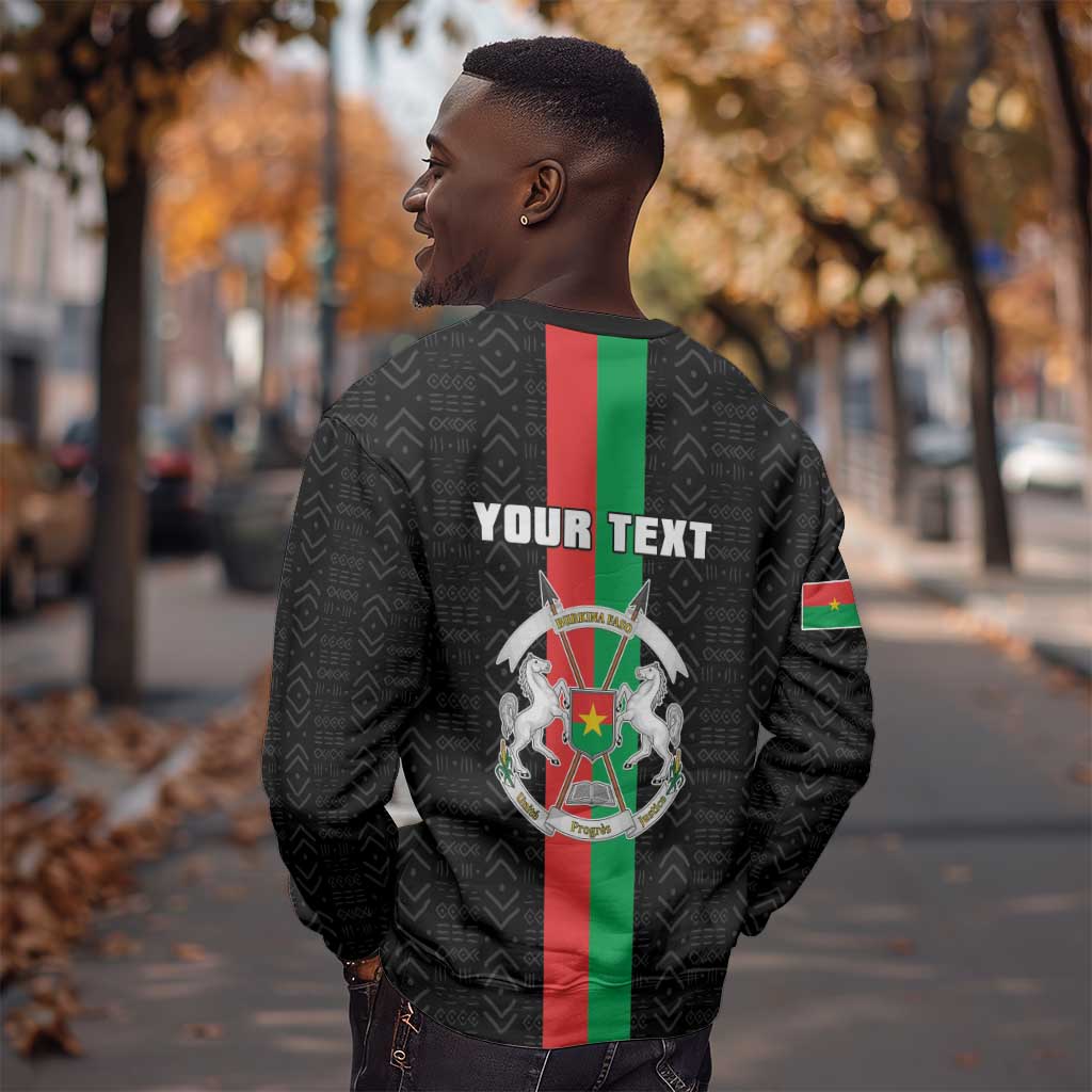 Personalized Burkina Faso Sweatshirt Striped Black - Bogolan Pattern - African Pride