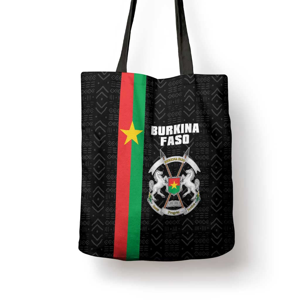 Burkina Faso Striped Tote Bag African Mud Cloth Pattern - Black