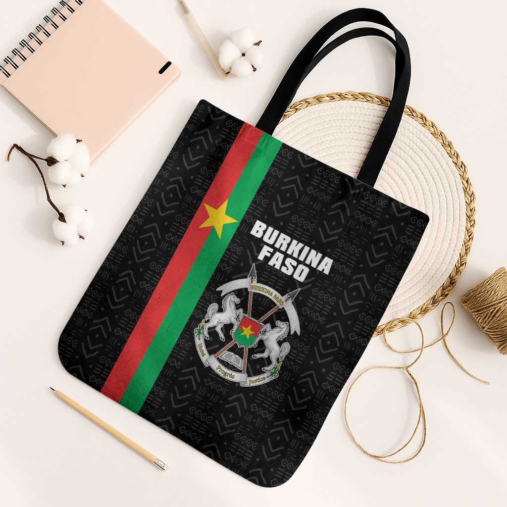 Burkina Faso Striped Tote Bag African Mud Cloth Pattern - Black