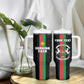 Personalized Burkina Faso Tumbler With Handle Striped Black - Bogolan Pattern - African Pride