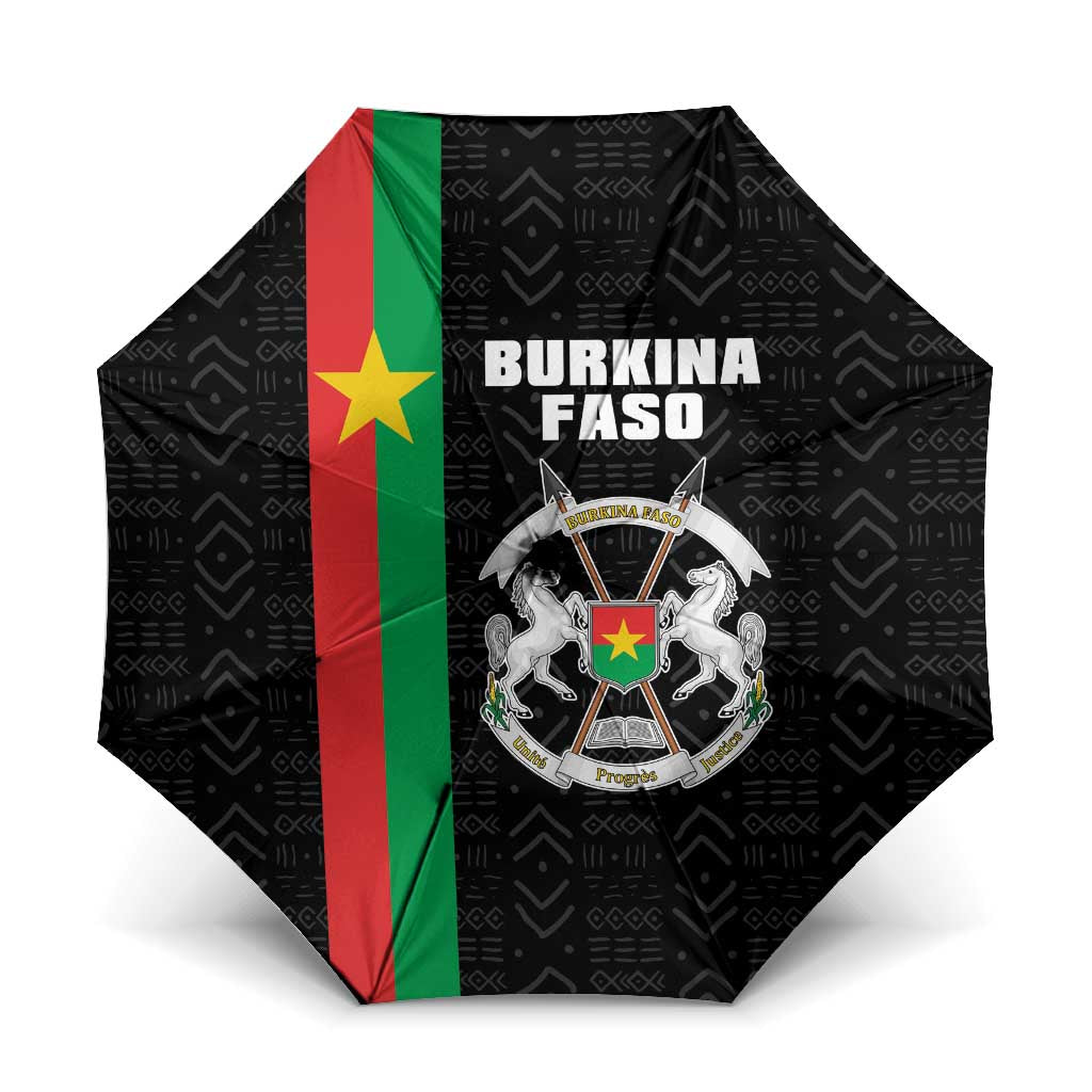 Burkina Faso Striped Umbrella African Mud Cloth Pattern - Black