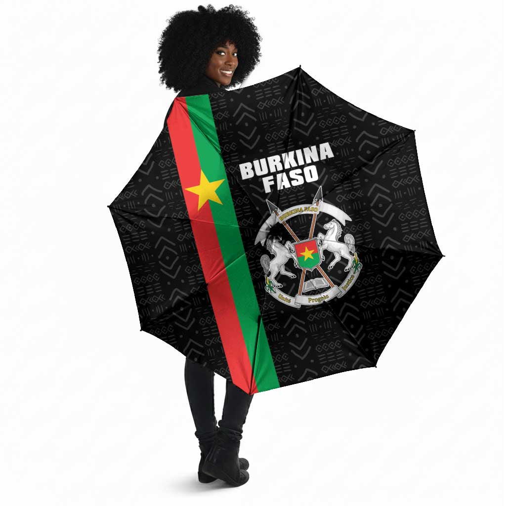 Burkina Faso Striped Umbrella African Mud Cloth Pattern - Black