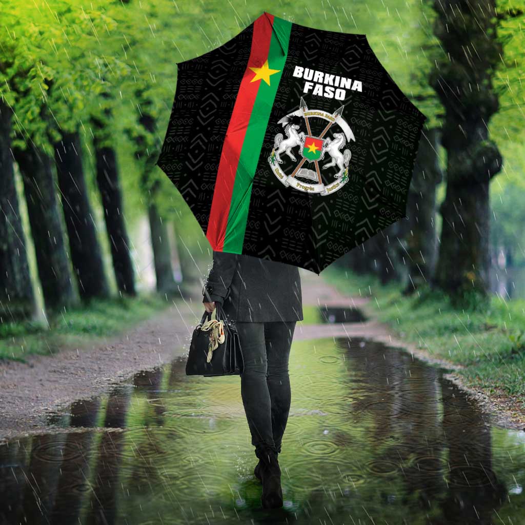 Burkina Faso Striped Umbrella African Mud Cloth Pattern - Black