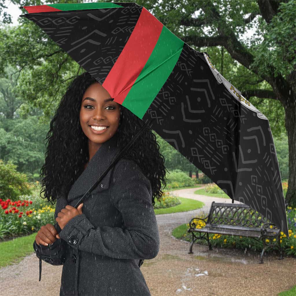 Burkina Faso Striped Umbrella African Mud Cloth Pattern - Black