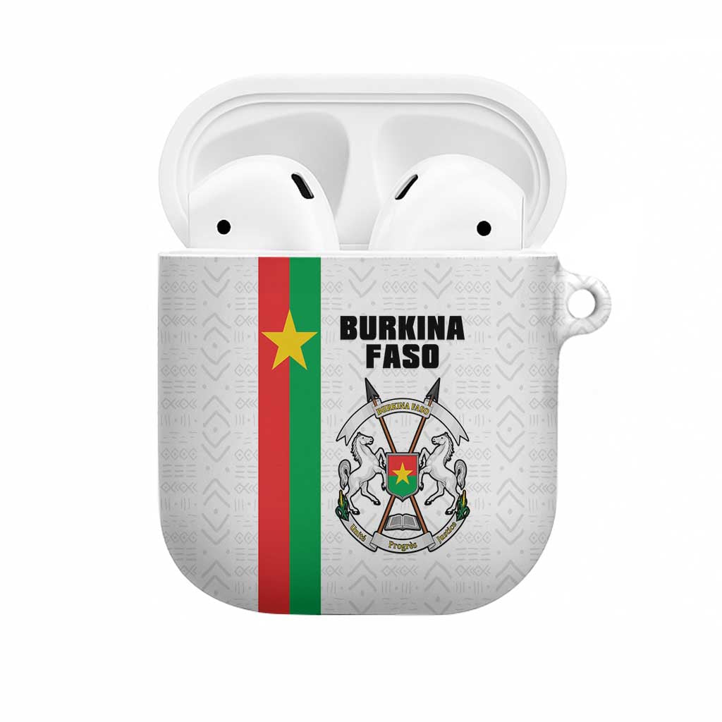 Burkina Faso Striped AirPods Case African Mud Cloth Pattern - White