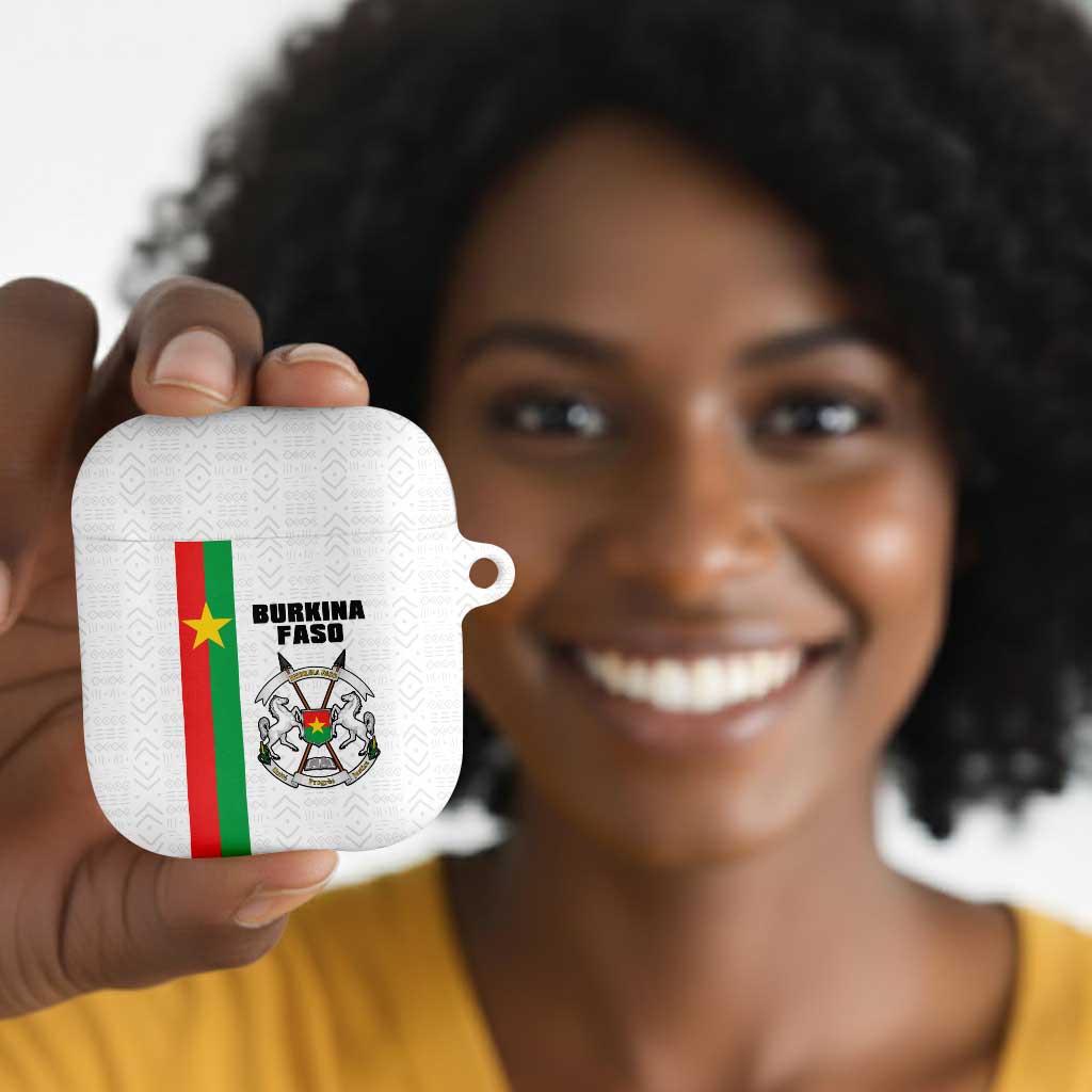 Burkina Faso Striped AirPods Case African Mud Cloth Pattern - White