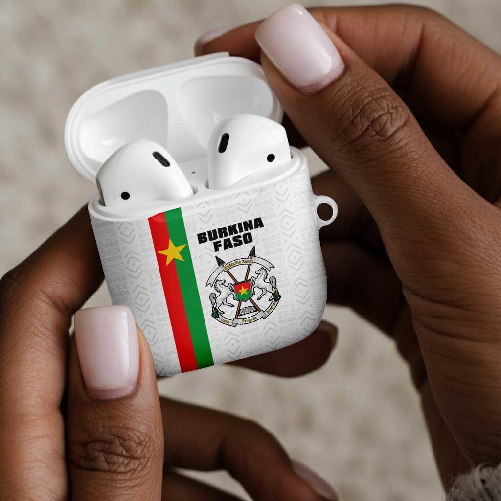 Burkina Faso Striped AirPods Case African Mud Cloth Pattern - White