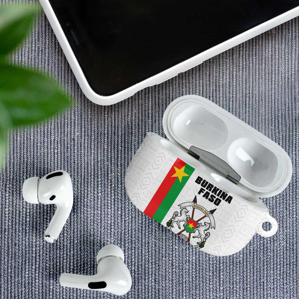 Burkina Faso Striped AirPods Case African Mud Cloth Pattern - White