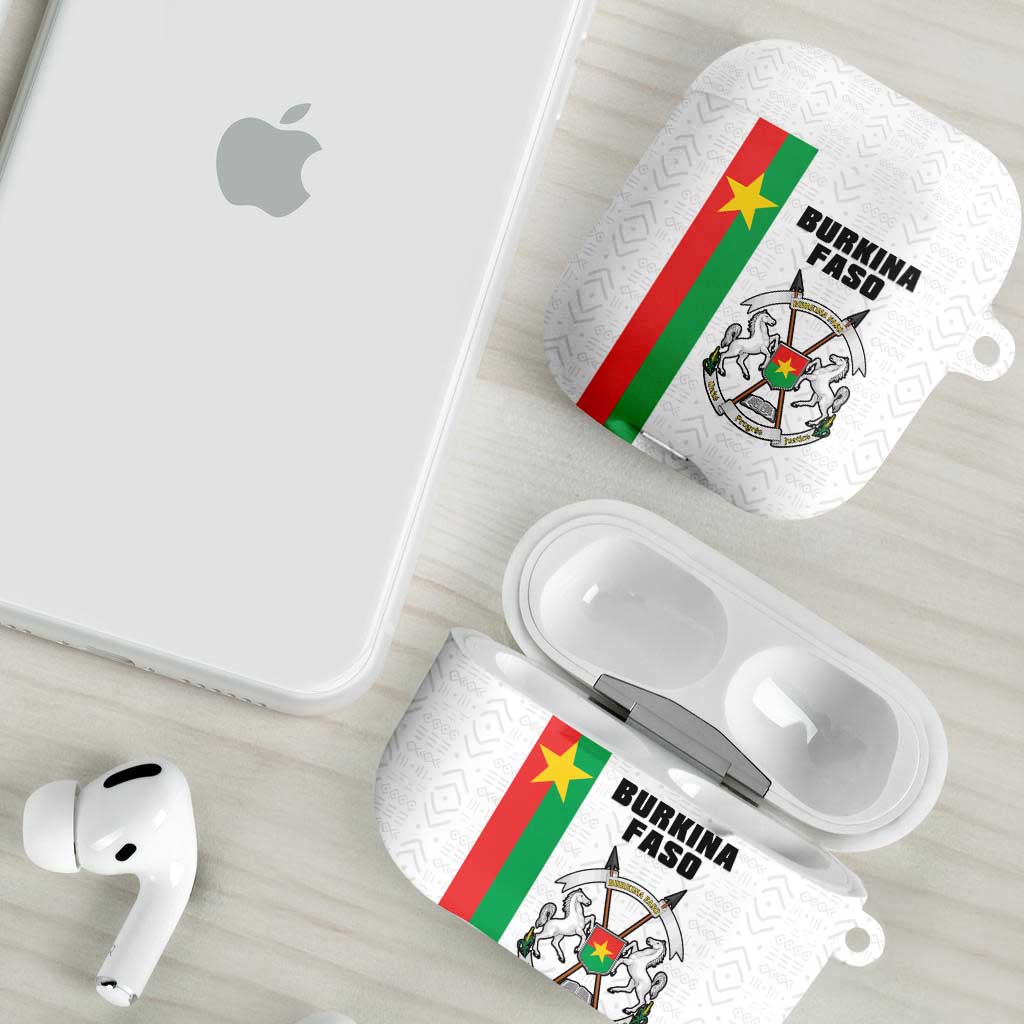 Burkina Faso Striped AirPods Case African Mud Cloth Pattern - White