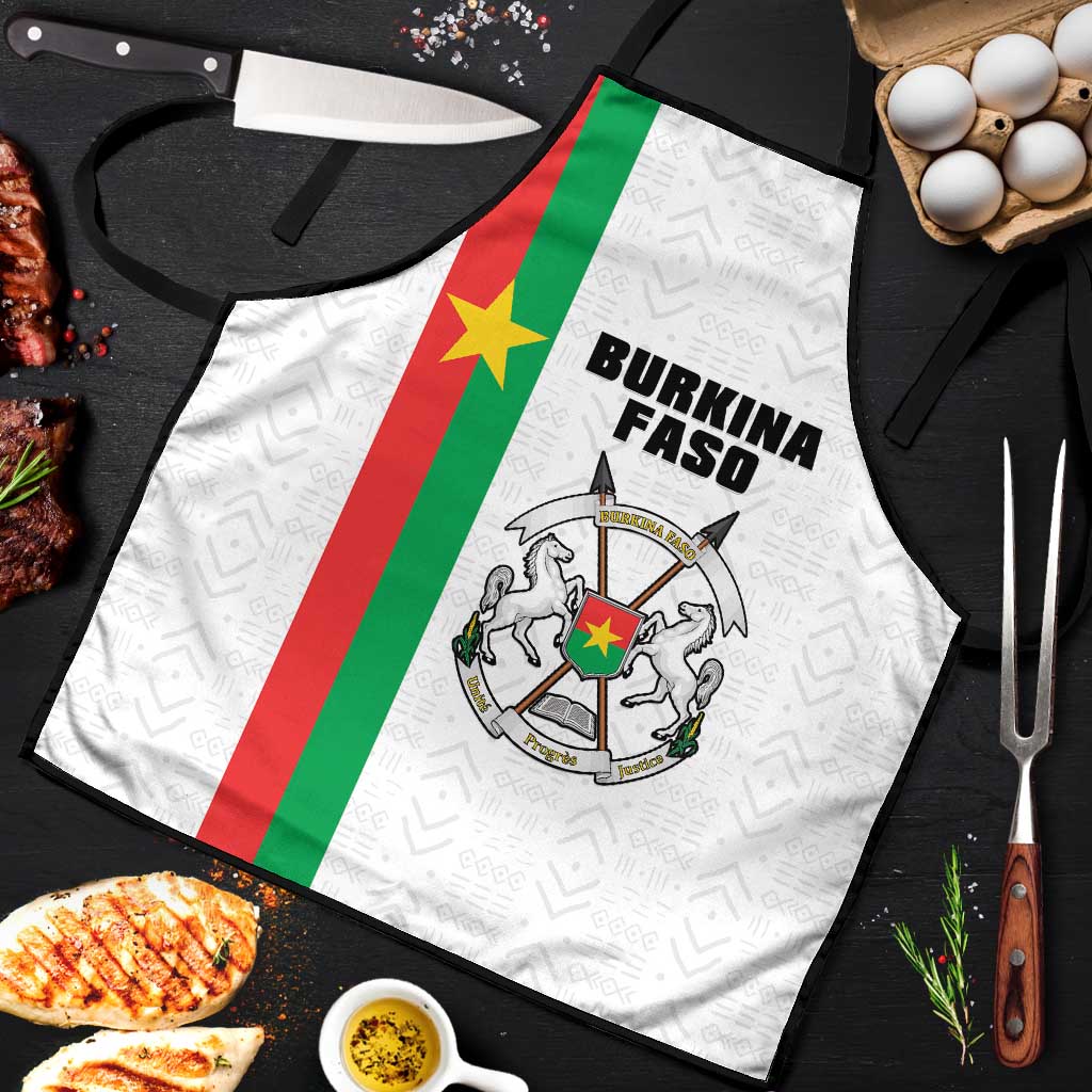 Burkina Faso Striped Apron African Mud Cloth Pattern - White