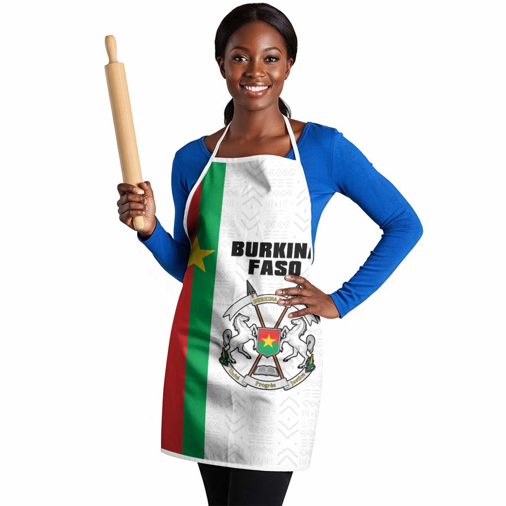 Burkina Faso Striped Apron African Mud Cloth Pattern - White