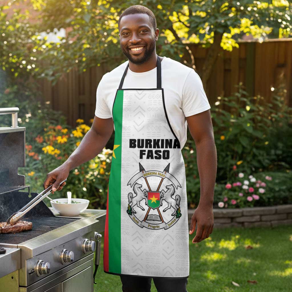 Burkina Faso Striped Apron African Mud Cloth Pattern - White