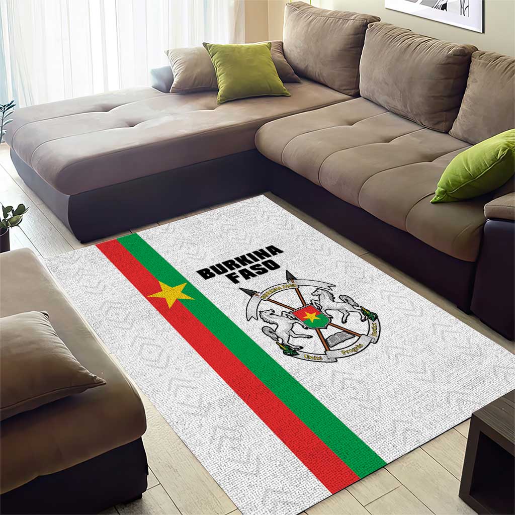 Burkina Faso Area Rug Striped White - Bogolan Pattern - African Pride