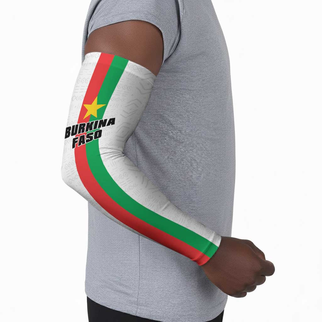 Personalized Burkina Faso Striped Arm Sleeves African Mud Cloth Pattern - White
