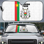 Burkina Faso Striped Auto Sun Shade African Mud Cloth Pattern - White