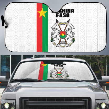 Burkina Faso Striped Auto Sun Shade African Mud Cloth Pattern - White